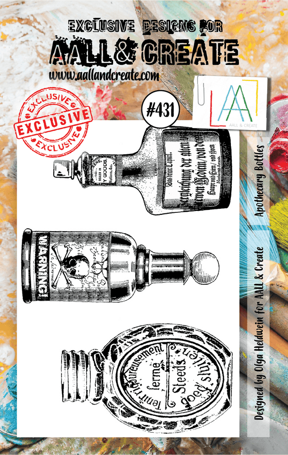 #431 - A7 Clear Stamp Set - Apothecary Bottles - AALL & Create Wholesale - stamp
