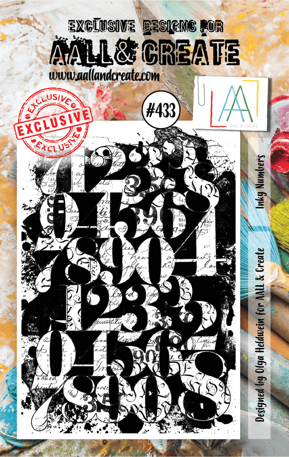 #433 - A7 Clear Stamp Set - Inky Numbers - AALL & Create Wholesale - stamp