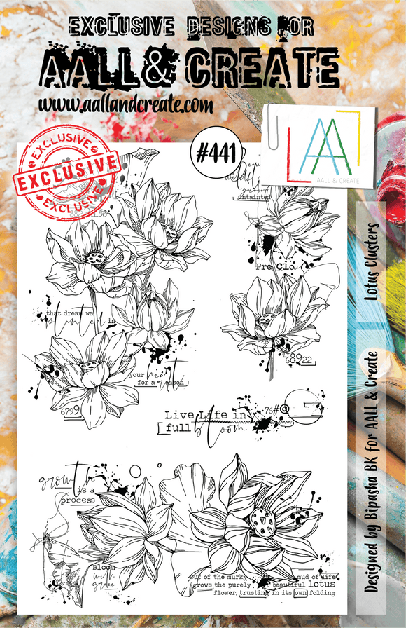 #441 - A5 Clear Stamp Set - Lotus Clusters - AALL & Create Wholesale - stamp
