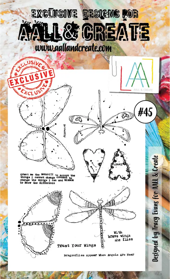 #45  - A6 Clear Stamp Set - Wings  - AALL & Create Wholesale - stamp