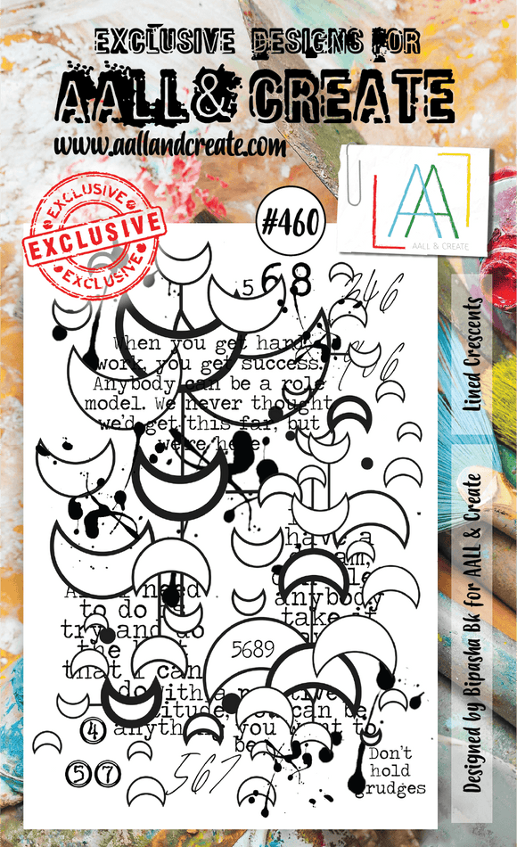 #460 - A6 Clear Stamp Set - Lined Crescents - AALL & Create Wholesale - stamp