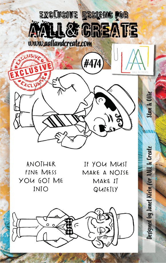 #474 - A7 Clear Stamp Set - Stan & Ollie - AALL & Create Wholesale - stamp