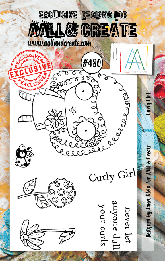 #480 - A7 Clear Stamp Set - Curly Girl - AALL & Create Wholesale - stamp