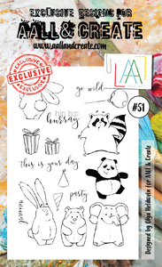 #51  - A6 Clear Stamp Set - Party Animal  - AALL & Create Wholesale - stamp