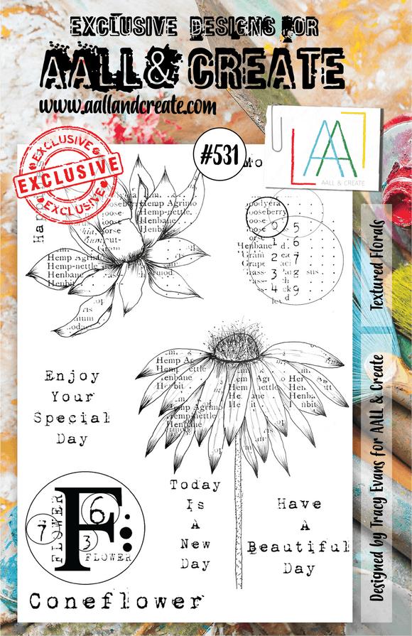 #531 - A5 Clear Stamp Set - Textured Florals - AALL & Create Wholesale - stamp