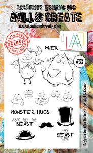 #53 - A6 Clear Stamp Set - Beast Friend - AALL & Create Wholesale - stamp
