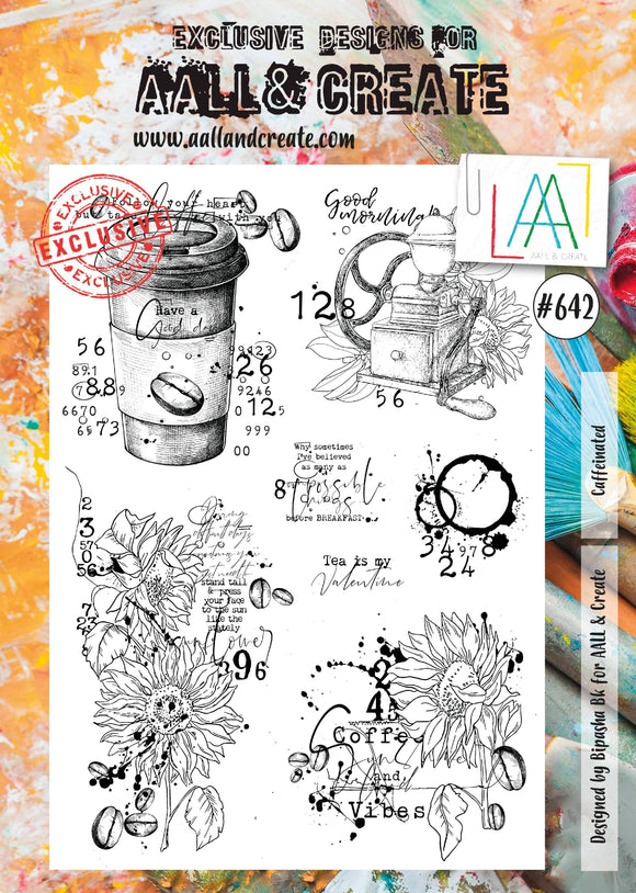 #642 - A4 Clear Stamp Set - Caffeinated - AALL & Create Wholesale - stamp