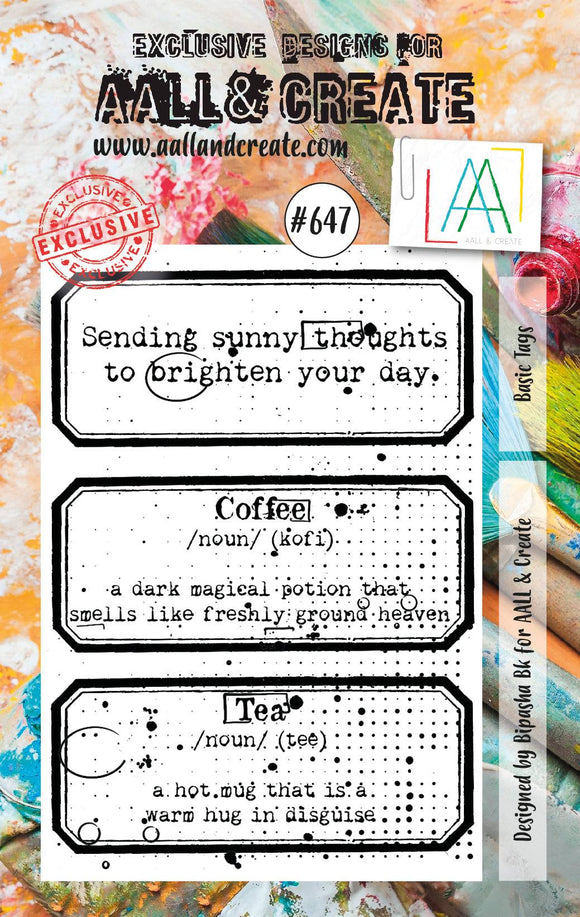 #647 - A7 Clear Stamp Set - Basic Tags - AALL & Create Wholesale - stamp