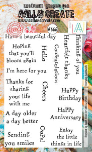 #666 - A6 Clear Stamp Set - Everyday Sentiments - AALL & Create Wholesale - stamp