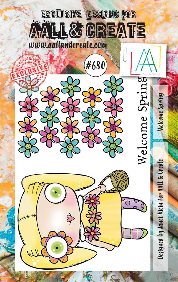 #680 - A7 Clear Stamp Set - Welcome Spring - AALL & Create Wholesale - stamp
