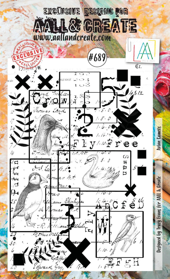 #689 - A6 Clear Stamp Set - Avian Cameos - AALL & Create Wholesale - stamp
