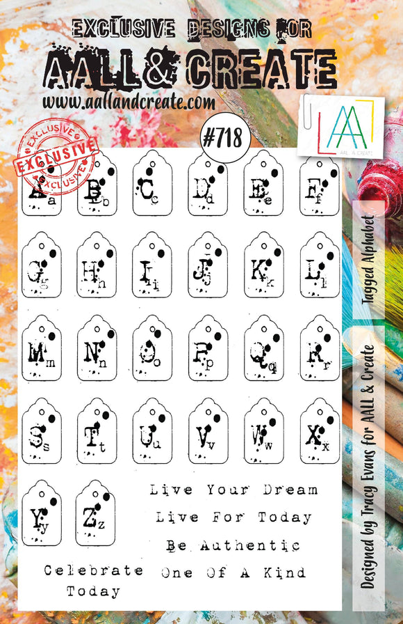 #718 - A5 Clear Stamp Set - Tagged Alphabet - AALL & Create Wholesale - stamp