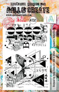 #730 - A5 Clear Stamp Set - Geometric Butterflies - AALL & Create Wholesale - stamp