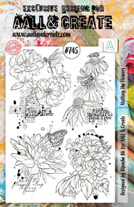 #745 - Visiting The Flowers - A5 Clear Stamp Set - AALL & Create Wholesale - stamp