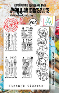 #757 - A7 Clear Stamp Set - Tickets - AALL & Create Wholesale - stamp