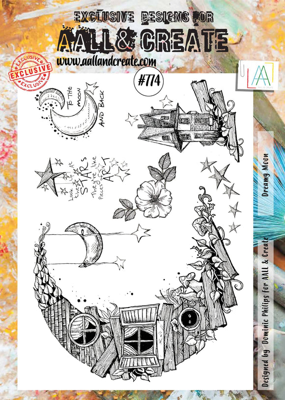 #774 - A4 Clear Stamp Set - Dreamy Moon - AALL & Create Wholesale - stamp