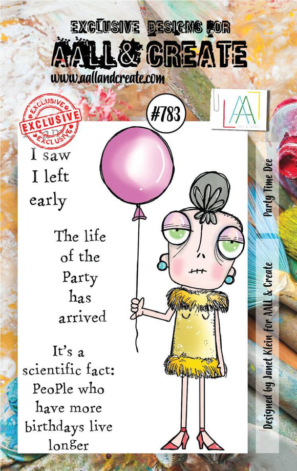 #783 - A7 Clear Stamp Set - Party Time Dee - AALL & Create Wholesale - stamp