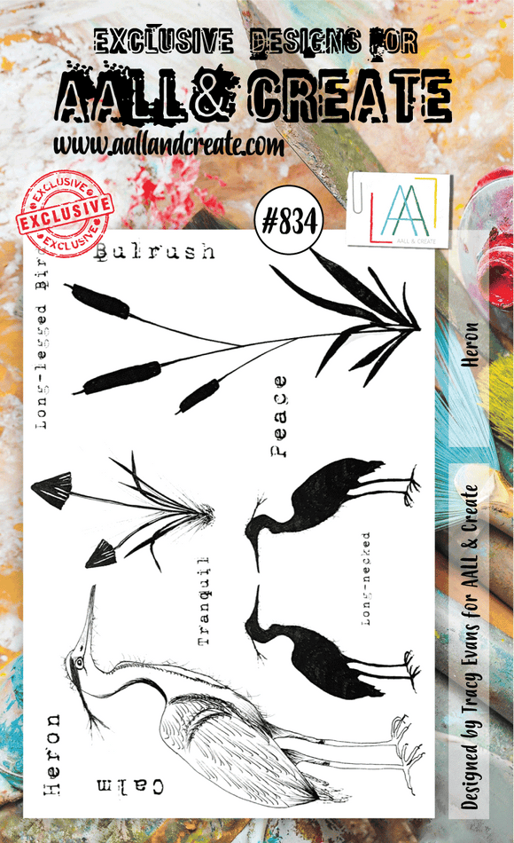 #834 - A6 Clear Stamp Set - Heron - AALL & Create Wholesale - stamp