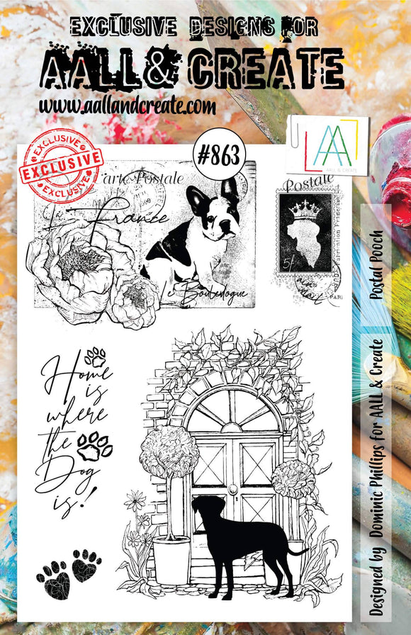 #863 - A5 Clear Stamp Set - Postal Pooch - AALL & Create Wholesale - stamp
