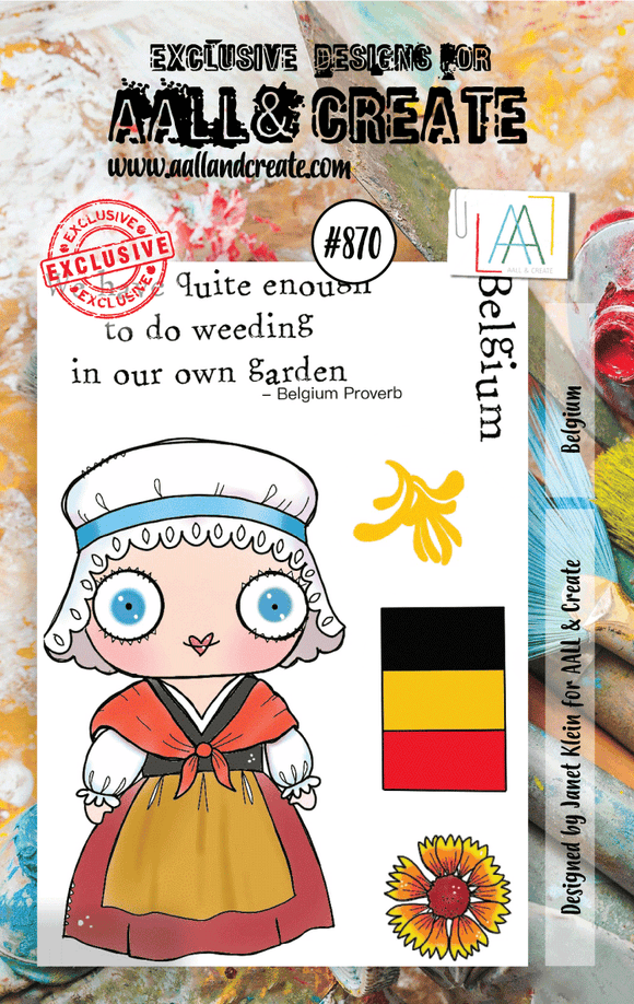 #870 - A7 Clear Stamp Set - Belgium - AALL & Create Wholesale - stamp