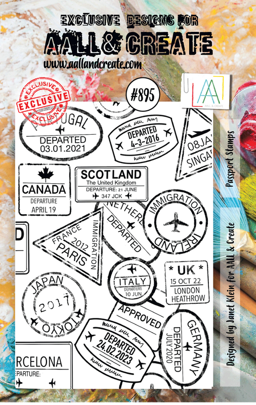 #895 - A7 Clear Stamp Set - Passport Stamps - AALL & Create Wholesale - stamp