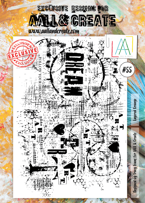 #55 - A4 Clear Stamp Set - Layered Grunge - AALL & Create Wholesale - stamp