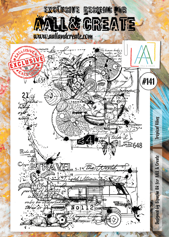 #141 - A4 Clear Stamp Set - Tropical Vibes - AALL & Create Wholesale - stamp