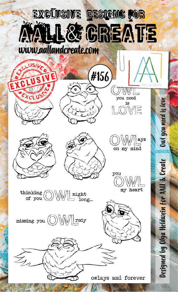 #156 - A6 Clear Stamp Set - Owl You Need Is Love - AALL & Create Wholesale - stamp