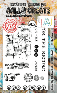 #125 - A6 Clear Stamp Set - For The Record - AALL & Create Wholesale - stamp