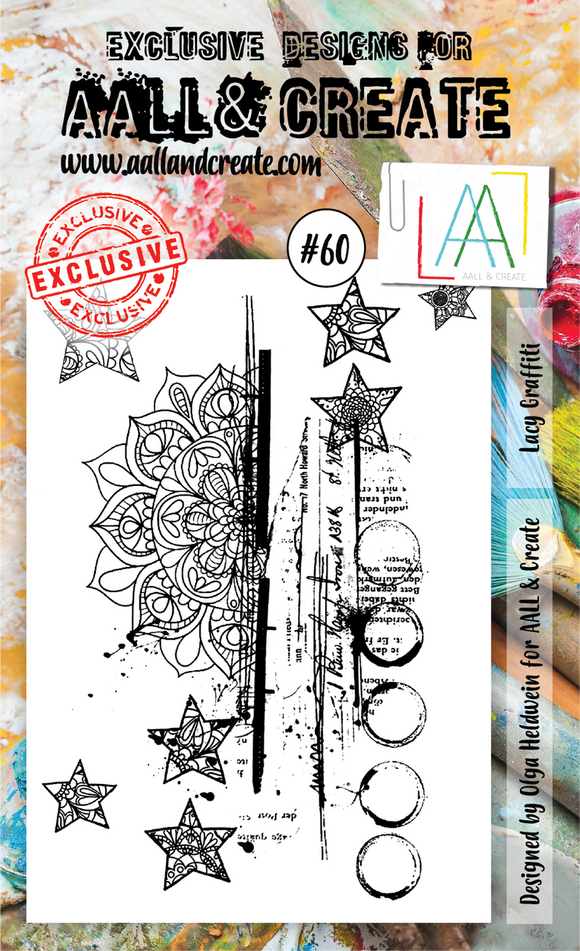 #60 - A6 Clear Stamp Set - Lacy Graffiti - AALL & Create Wholesale - stamp