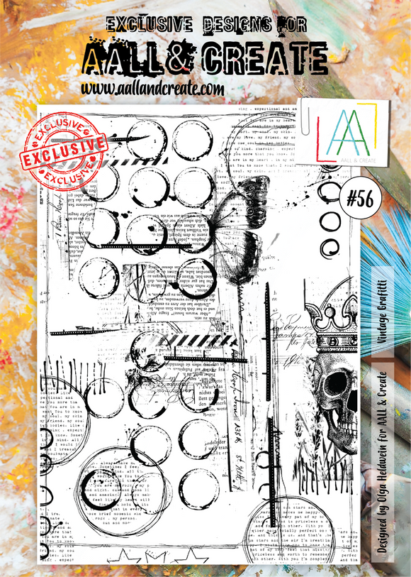 #56 - A4 Clear Stamp Set - Vintage Graffiti - AALL & Create Wholesale - stamp