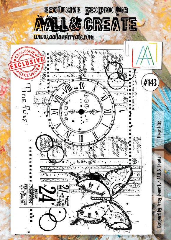 #143 - A4 Clear Stamp Set - Time Flies - AALL & Create Wholesale - stamp