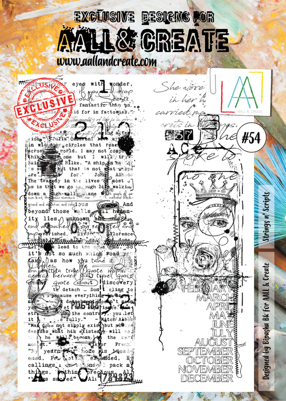 #54 - A4 Clear Stamp Set - Strings N Scripts - AALL & Create Wholesale - stamp