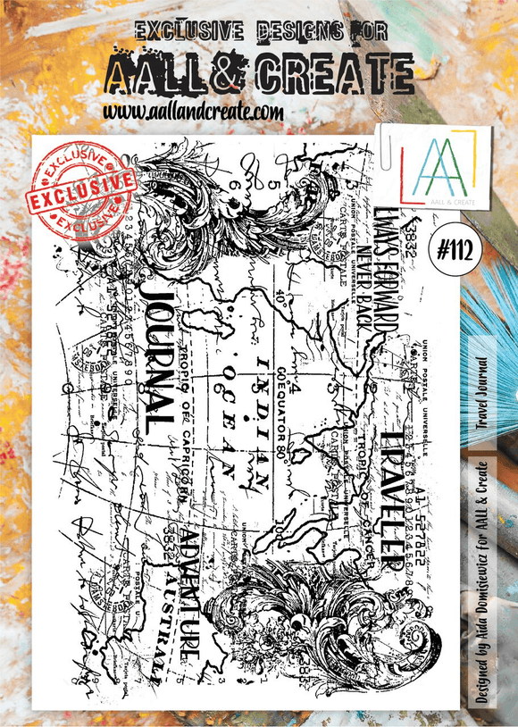 #112 - A4 Clear Stamp Set - Travel Journal - AALL & Create Wholesale - stamp
