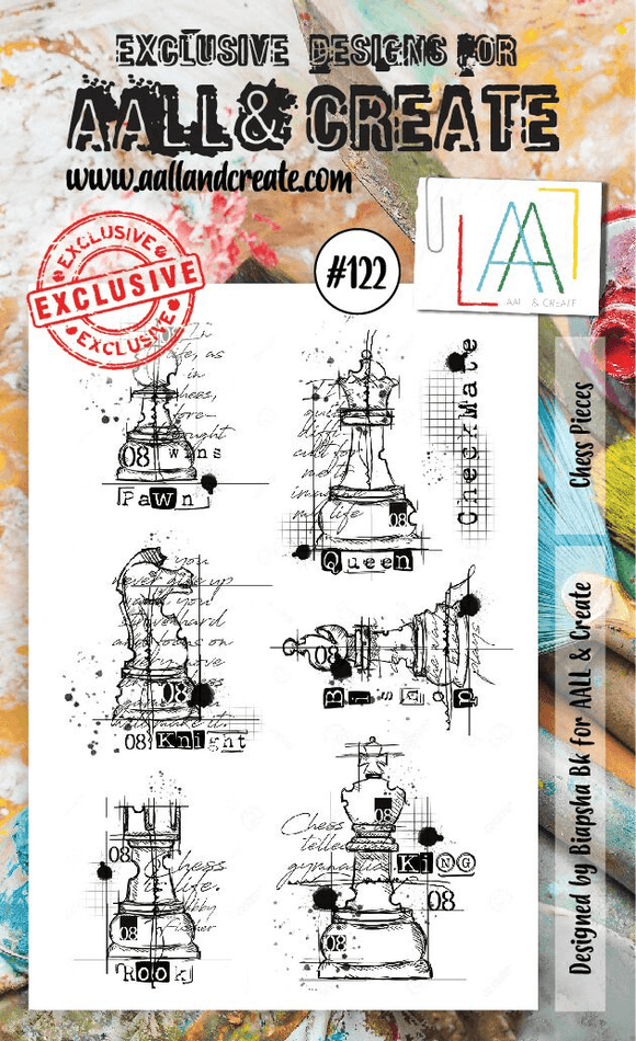 #122 - A6 Clear Stamp Set - Chess Pieces - AALL & Create Wholesale - stamp