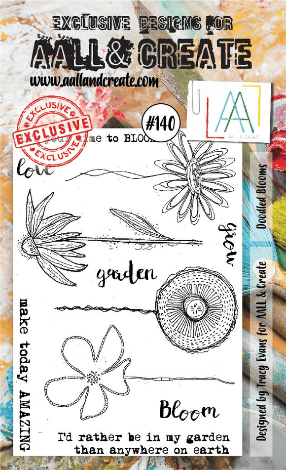 #140 - A6 Clear Stamp Set - Doodled Blooms - AALL & Create Wholesale - stamp