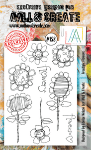 #158 - A6 Clear Stamp Set - Freestyle Flowers - AALL & Create Wholesale - stamp
